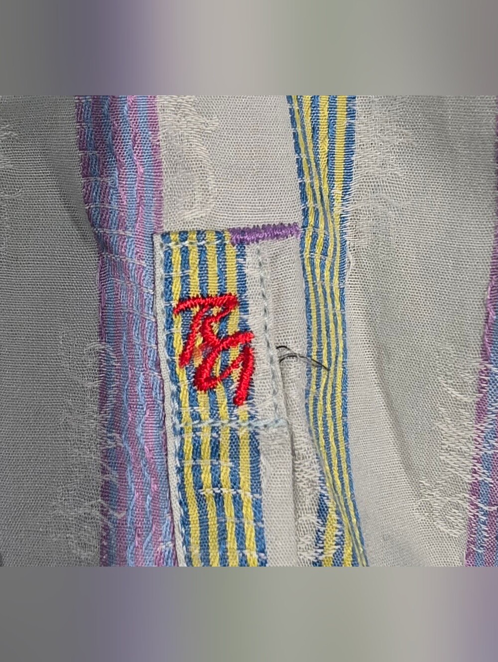 Robert Graham Embroidered Button Down Shirt In Poolside Size Large - Picture 3 of 12